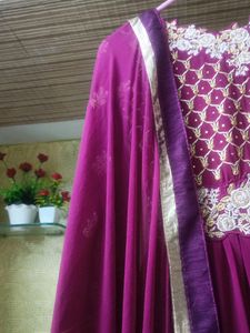 Heavy Print Anarkali Dress With Dupatta