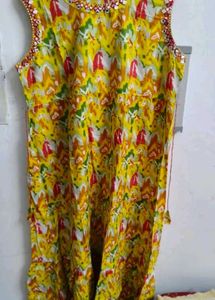 Yellow Printed Kurta
