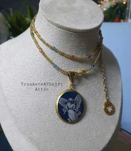 Angel Clay Pendant Beaded Necklace