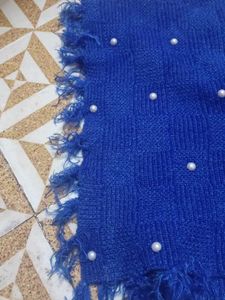 Blue Scarf with Pearls