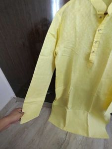 Full Sleeve Kurta For Men, Yellow