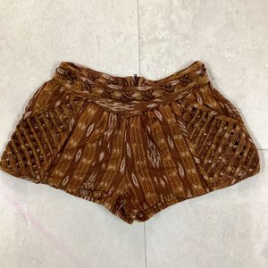 Boho Brown Patterned Shorts