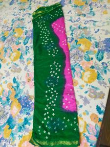 Pink &amp; Green Bandhani Dupatta