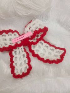 Red &amp; White Hair Clip Bow