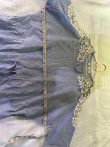 Blue Floral Lace Top