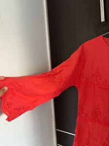 Orange Cutout Detail Top