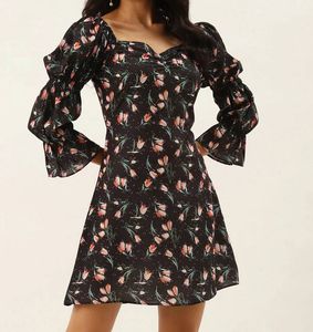 floral mini black dress