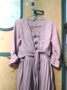 Lavender Colour Tie-Front Dress