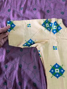 Yellow Pure Cotton Kurti