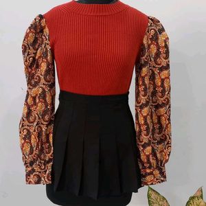 Warm paisley print sweater top (fix price)