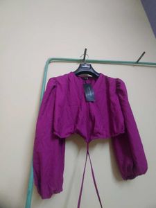 Pink Tie-Front Crop Top