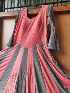Baby Pink &amp; Light Black Ethnic Gown Party Wear