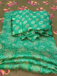 Green Printed Saree