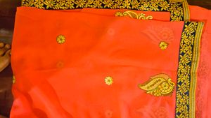 Orange Embroidered Saree