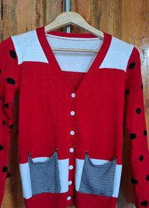 Cute Red Polka Dot Cardigan