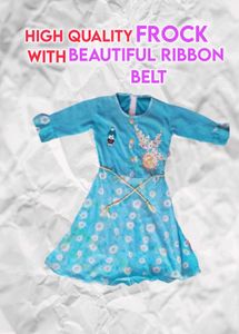 Cyan Blue Frock For 10-14years Girls (cheap Rate)