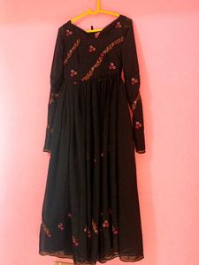 Elegant Black Embroidered Gown