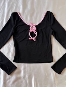 Pinterest Savana Black &amp; Pink Bow Top