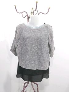 Grey & Black Combination Layered Top