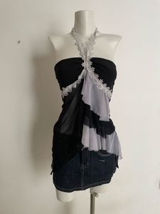 Black Halter Top with Ruffles