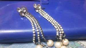 Pearl &amp; Rhinestone Drop Earrings