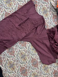 Brown Embroidered Kurta Set With Dupatta | 5XL