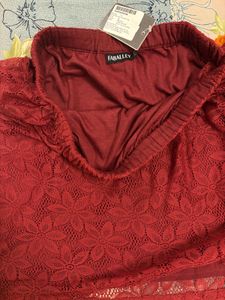 Faballey Maroon Off Shoulder Lace Bardot Top New