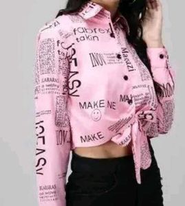 Women&#39;s Casual Newspaper Print Shirt