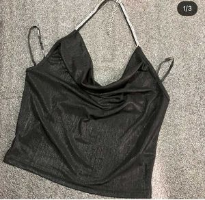 Forever 21 Rhinestone Halter Neck Top