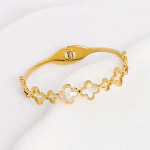 Anti - Tarnish Korean Clover Bangle Bracelet