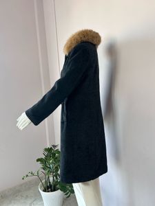 Dark Grey Fur Collar Coat