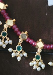 Ruby Pearls Necklace Set