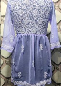 Lavender Embroidered Chikan Dress
