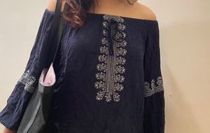 Embroidered Off-Shoulder Top