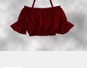Burgundy Off-Shoulder Ruffle Top