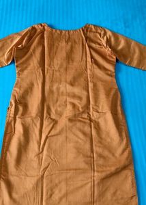 Brown Kurti with Decorative Neckline