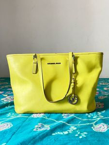 Authentic Michael Kors Lime Yellow Tote Bag
