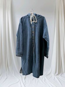 Stylish Denim Hooded Overcoat