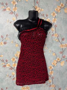 Y2k Red Animal Print Dress