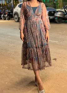 Mesh Midi Dress With Attached Inner