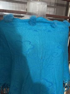 Blue Fringed Shawl