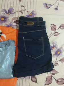 Metallic Blue Crop Top