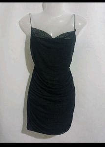 Black Ruched Mini Dress