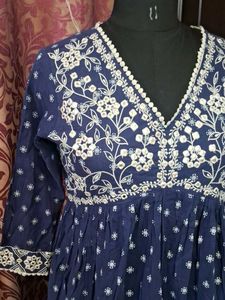 Elegant Blue Embroidered Kurta Set Of 2.
