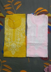 Combo Chiknkari Kurti With Free Lining