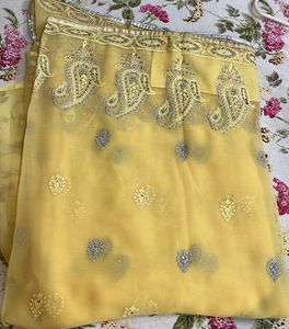 Embroidered Bright Yellow Saree 🟡💛