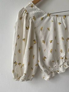 Shein White Floral One Hand Top