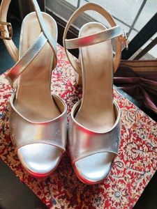 Silver Block Heels