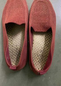 Burgundy Knit Slip-On Shoes