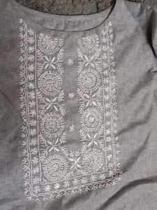 Grey Kurta With Handwork